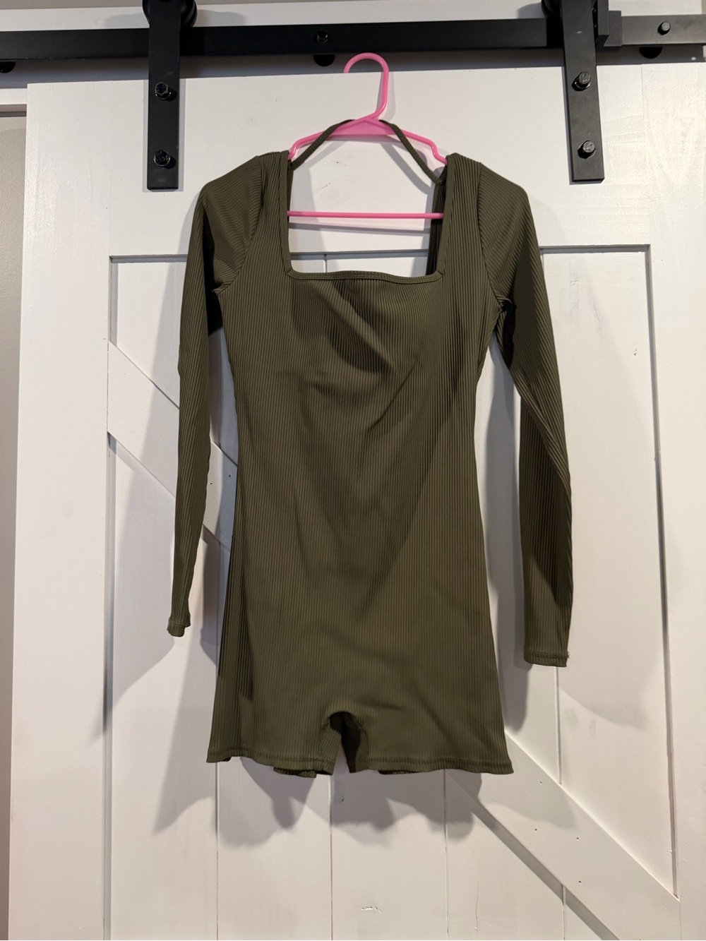 Forever 21 Olive Green Ribbed Square Neck Romper